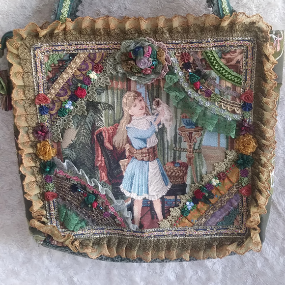 Shin Sai Bashi Lace Tote 14''x14'' x 4'' - Picture 2 of 8